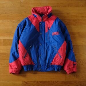 NFL‎ New York Giants Puffer Jacket Blue Red Colorblock Team Logo Sz M Sportswear